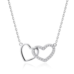 Colier argint cu inimi si pietre DiAmanti Z1144NR_W-DIA (Argint 925‰ 3,2 g.)